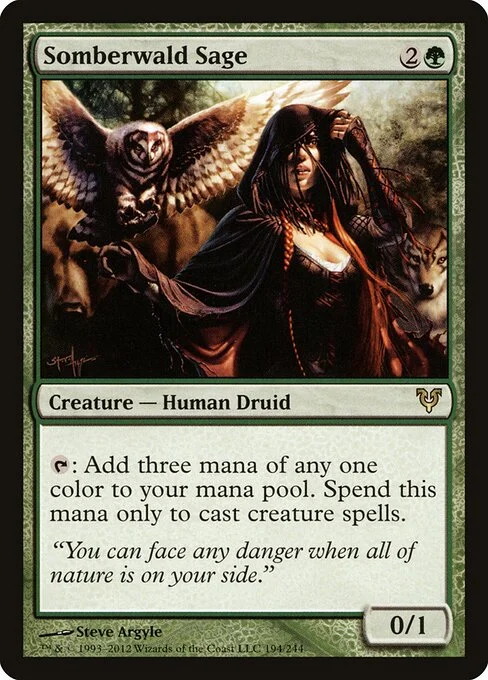 Somberwald Sage, carta Magic di tipo Creature — Human Druid illustrata da Steve Argyle
