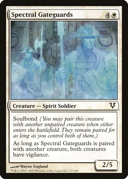 Spectral Gateguards, carta Magic di tipo Creature — Spirit Soldier illustrata da Wayne England
