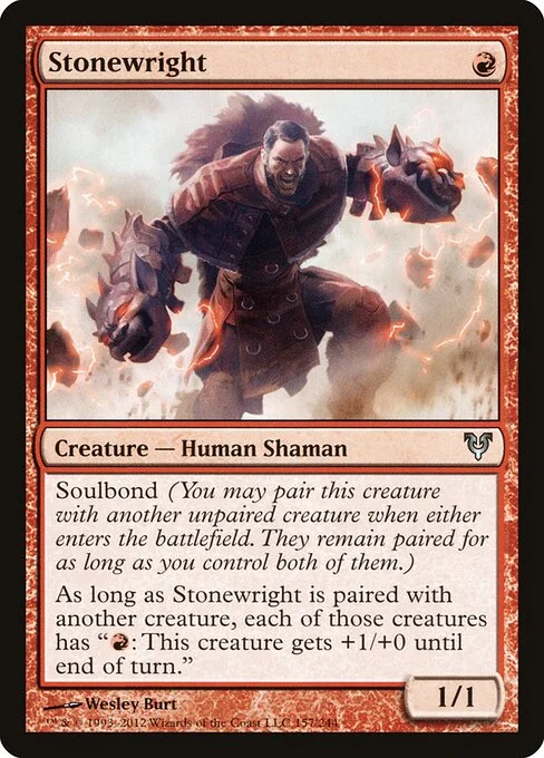 Stonewright, carta Magic di tipo Creature — Human Shaman illustrata da Wesley Burt
