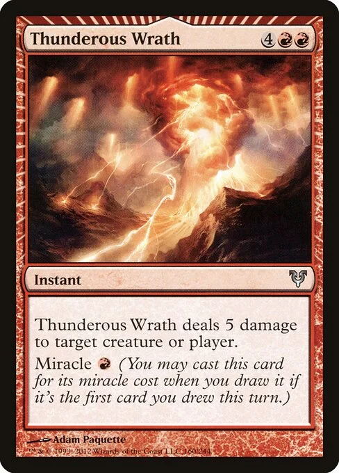 Thunderous Wrath, carta Magic di tipo Instant illustrata da Adam Paquette