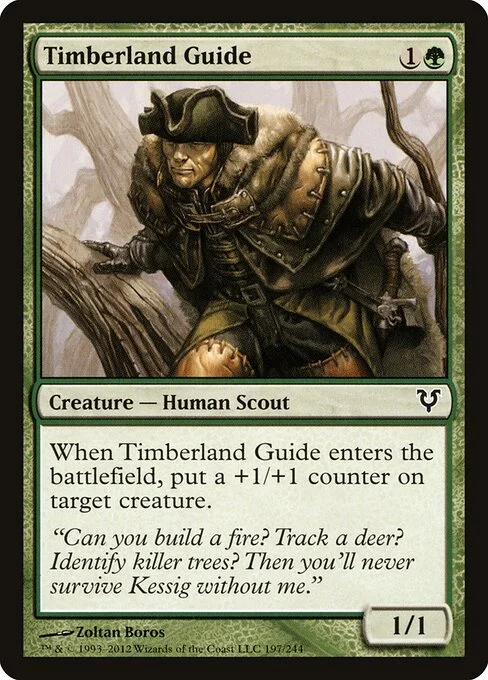 Timberland Guide, carta Magic di tipo Creature — Human Scout illustrata da Zoltan Boros