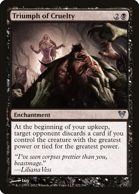 Triumph of Cruelty, carta Magic di tipo Enchantment illustrata da Izzy