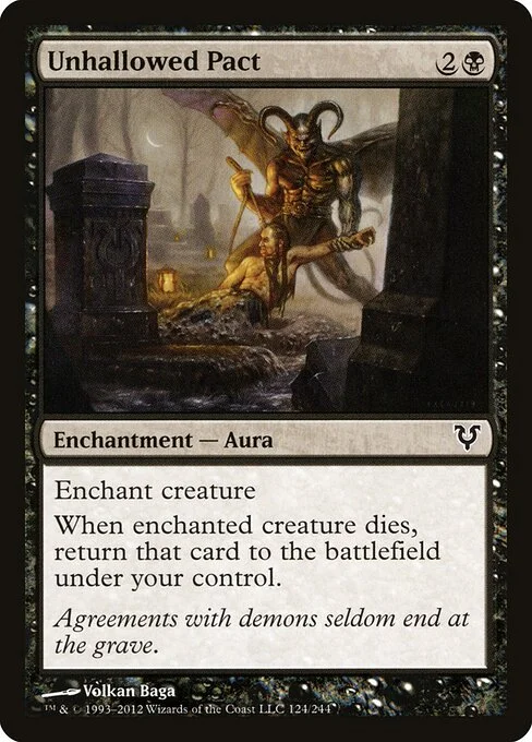 Unhallowed Pact, carta Magic di tipo Enchantment — Aura illustrata da Volkan Baǵa