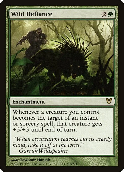 Wild Defiance, carta Magic di tipo Enchantment illustrata da Slawomir Maniak