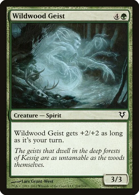 Wildwood Geist, carta Magic di tipo Creature — Spirit illustrata da Lars Grant-West