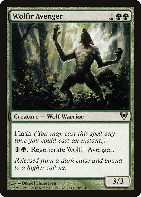 Wolfir Avenger, carta Magic di tipo Creature — Wolf Warrior illustrata da Daniel Ljunggren