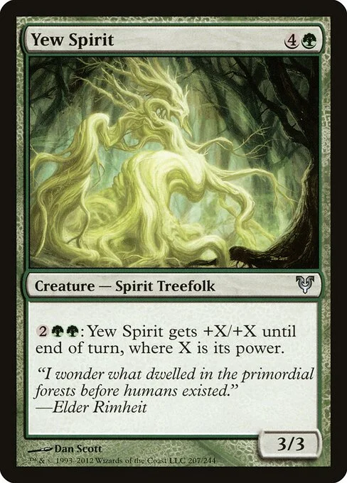 Yew Spirit, carta Magic di tipo Creature — Spirit Treefolk illustrata da Dan Murayama Scott