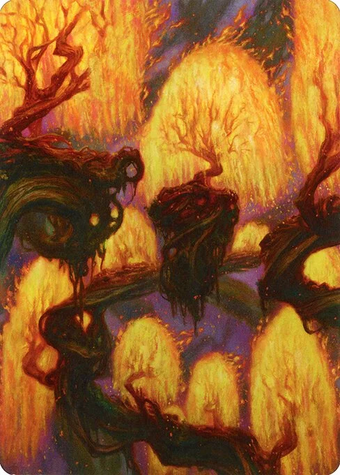 Grove of the Burnwillows // Grove of the Burnwillows, carta Magic di tipo Card // Card illustrata da Donato Giancola