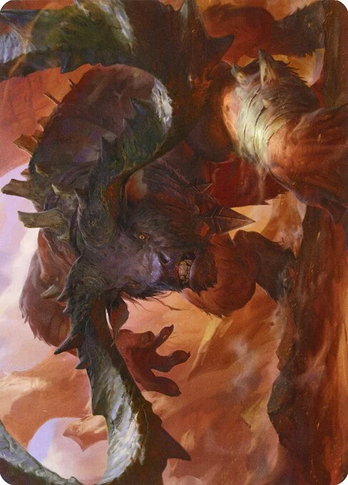 Moraug, Fury of Akoum // Moraug, Fury of Akoum, carta Magic di tipo Card // Card illustrata da Rudy Siswanto