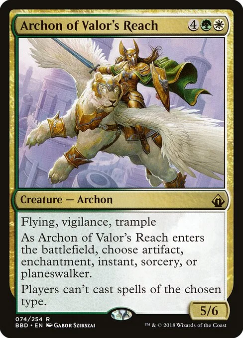 Archon of Valor's Reach, carta Magic di tipo Creature — Archon illustrata da Gabor Szikszai