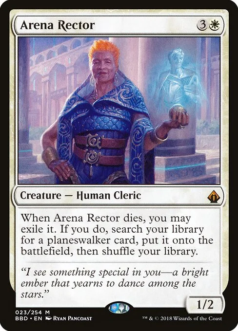 Arena Rector, carta Magic di tipo Creature — Human Cleric illustrata da Ryan Pancoast