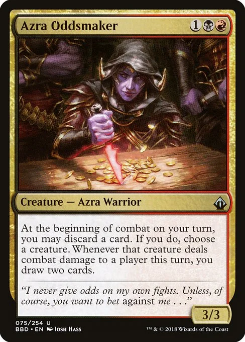 Azra Oddsmaker, carta Magic di tipo Creature — Azra Warrior illustrata da Josh Hass
