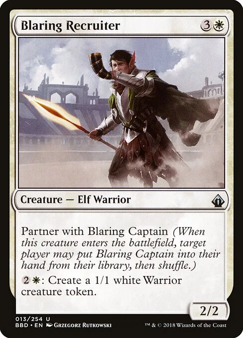 Blaring Recruiter, carta Magic di tipo Creature — Elf Warrior illustrata da Grzegorz Rutkowski