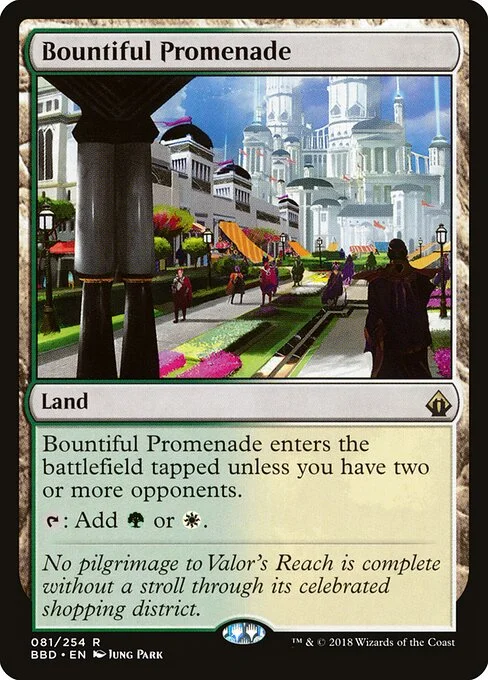 Bountiful Promenade, carta Magic di tipo Land illustrata da Jung Park