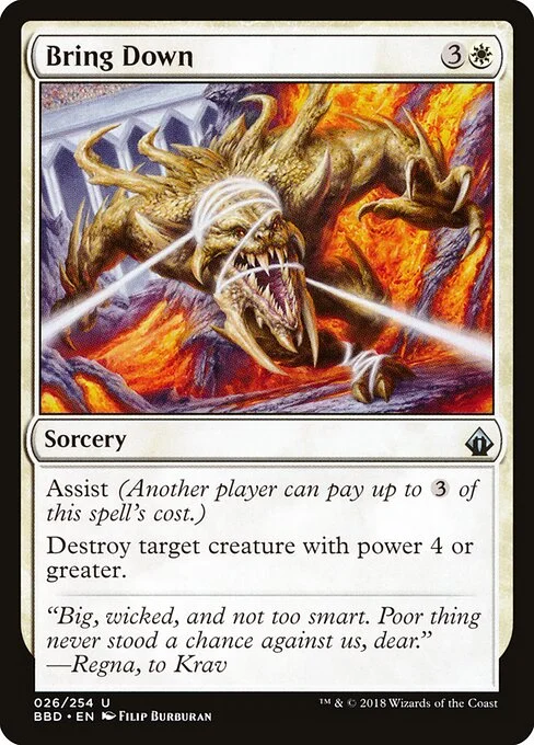 Bring Down, carta Magic di tipo Sorcery illustrata da Filip Burburan