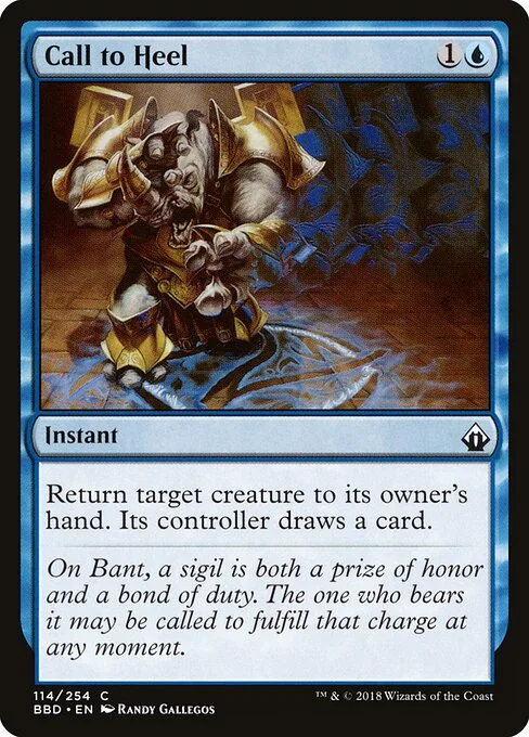 Call to Heel, carta Magic di tipo Instant illustrata da Randy Gallegos