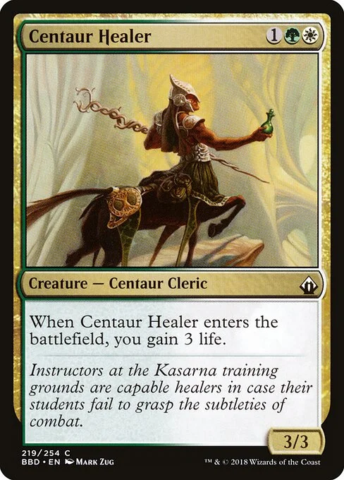 Centaur Healer, carta Magic di tipo Creature — Centaur Cleric illustrata da Mark Zug
