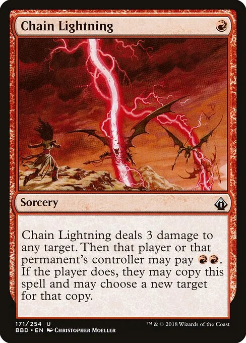 Chain Lightning, carta Magic di tipo Sorcery illustrata da Christopher Moeller