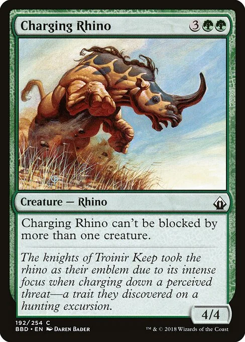 Charging Rhino, carta Magic di tipo Creature — Rhino illustrata da Daren Bader