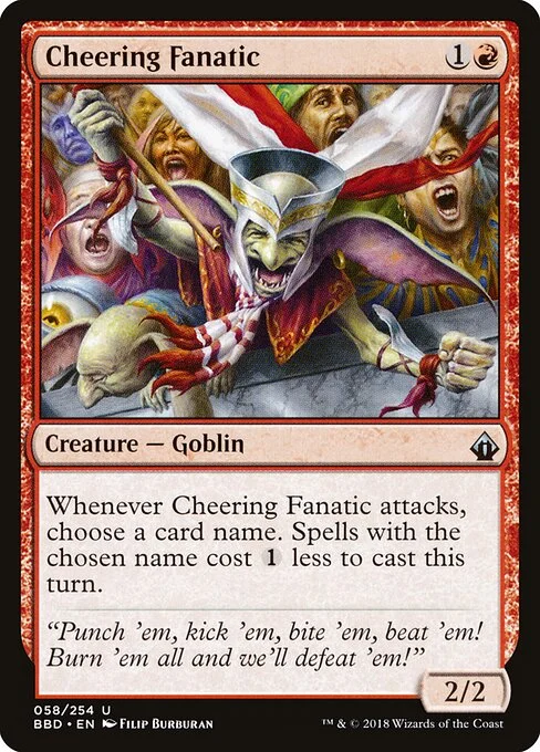 Cheering Fanatic, carta Magic di tipo Creature — Goblin illustrata da Filip Burburan