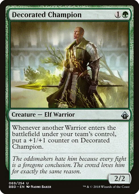 Decorated Champion, carta Magic di tipo Creature — Elf Warrior illustrata da Naomi Baker