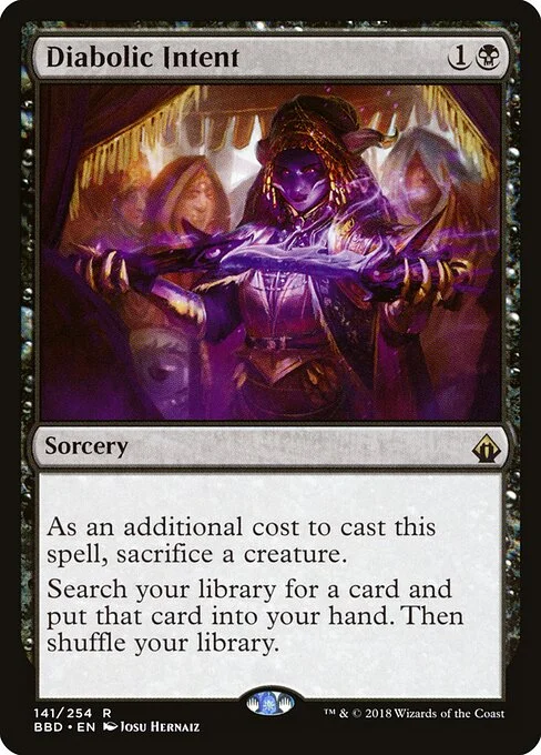 Diabolic Intent, carta Magic di tipo Sorcery illustrata da Josu Hernaiz
