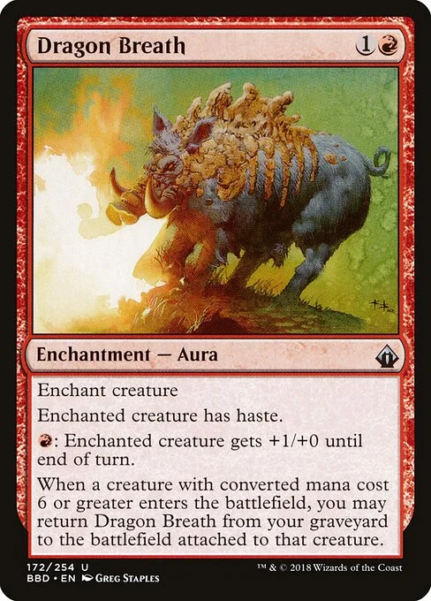 Dragon Breath, carta Magic di tipo Enchantment — Aura illustrata da Greg Staples