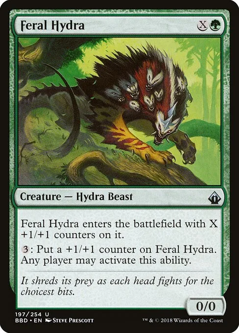 Feral Hydra, carta Magic di tipo Creature — Hydra Beast illustrata da Steve Prescott