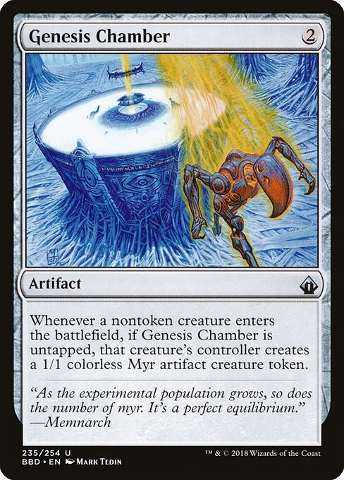 Genesis Chamber, carta Magic di tipo Artifact illustrata da Mark Tedin