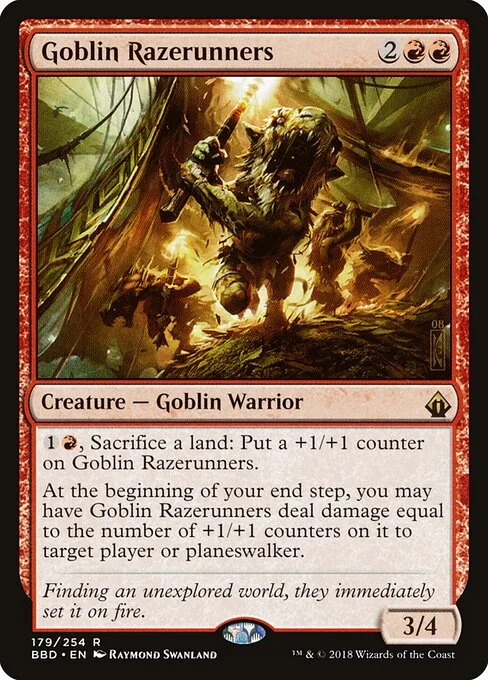 Goblin Razerunners, carta Magic di tipo Creature — Goblin Warrior illustrata da Raymond Swanland