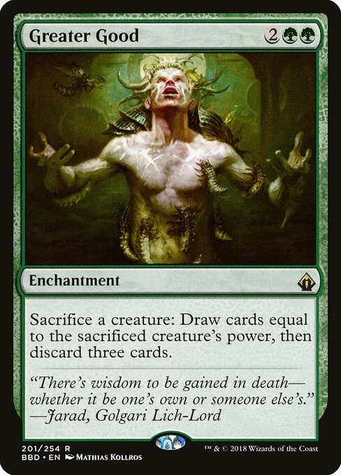 Greater Good, carta Magic di tipo Enchantment illustrata da Mathias Kollros