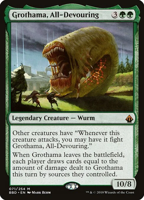 Grothama, All-Devouring, carta Magic di tipo Legendary Creature — Wurm illustrata da Mark Behm