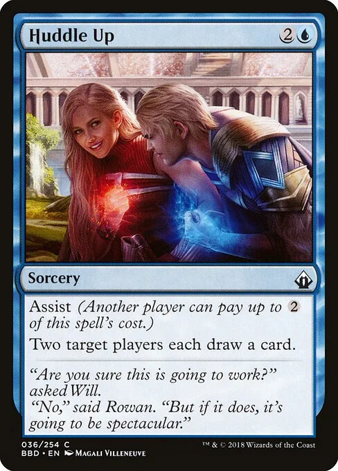 Huddle Up, carta Magic di tipo Sorcery illustrata da Magali Villeneuve