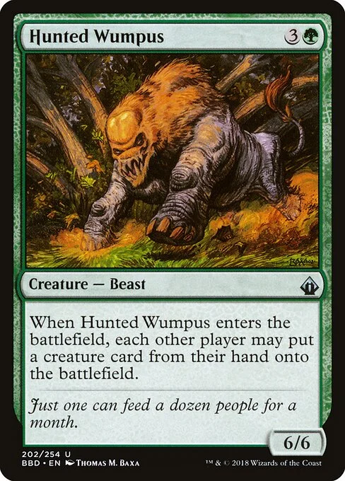Hunted Wumpus, carta Magic di tipo Creature — Beast illustrata da Thomas M. Baxa