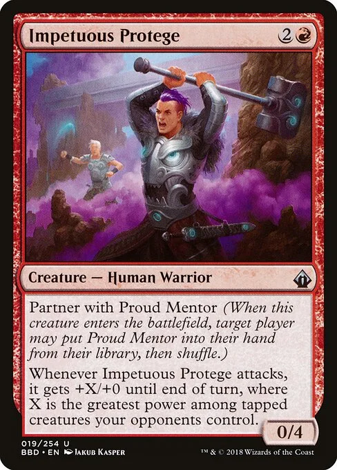 Impetuous Protege, carta Magic di tipo Creature — Human Warrior illustrata da Jakub Kasper