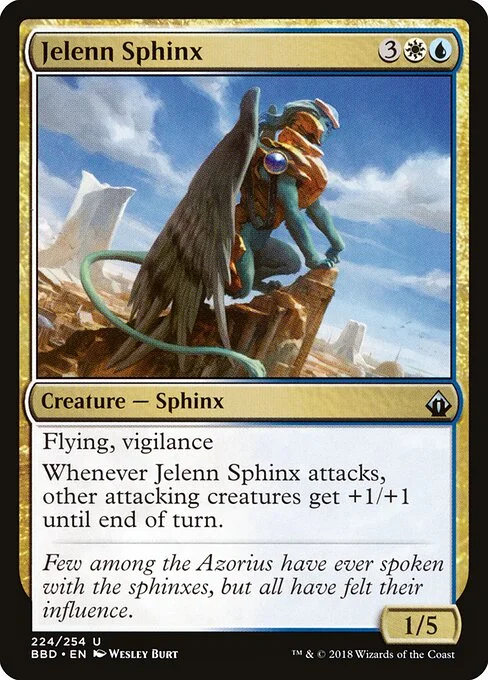 Jelenn Sphinx, carta Magic di tipo Creature — Sphinx illustrata da Wesley Burt