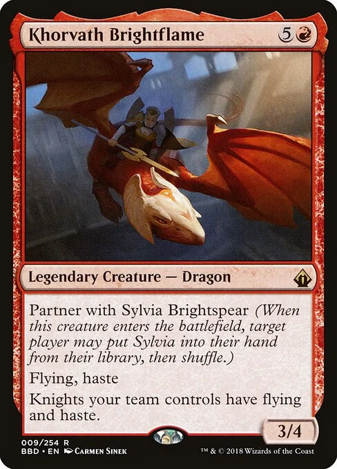 Khorvath Brightflame, carta Magic di tipo Legendary Creature — Dragon illustrata da Carmen Sinek