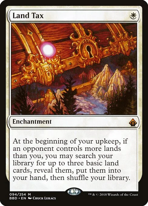 Land Tax, carta Magic di tipo Enchantment illustrata da Chuck Lukacs