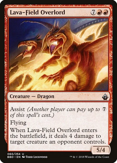 Lava-Field Overlord, carta Magic di tipo Creature — Dragon illustrata da Todd Lockwood