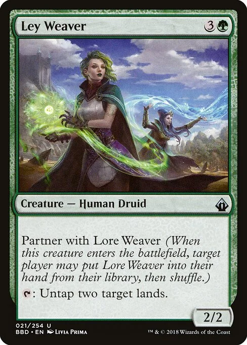 Ley Weaver, carta Magic di tipo Creature — Human Druid illustrata da Livia Prima