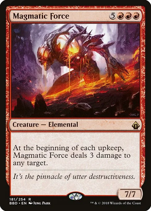 Magmatic Force, carta Magic di tipo Creature — Elemental illustrata da Jung Park