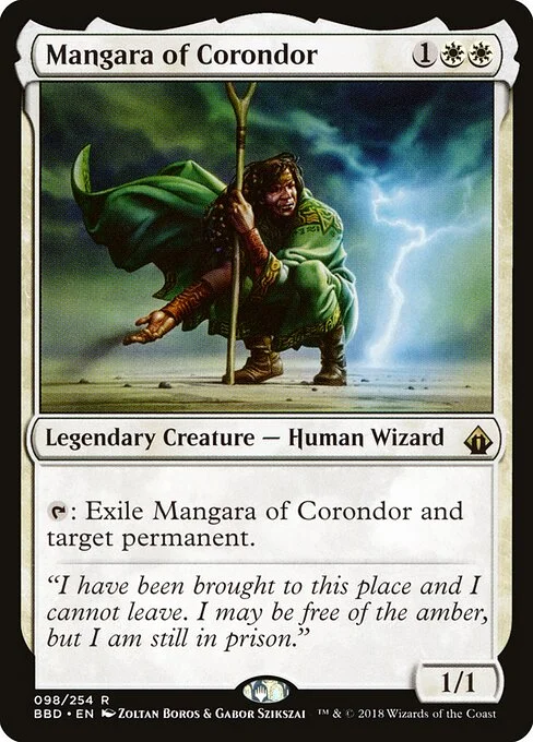Mangara of Corondor, carta Magic di tipo Legendary Creature — Human Wizard illustrata da Zoltan Boros & Gabor Szikszai
