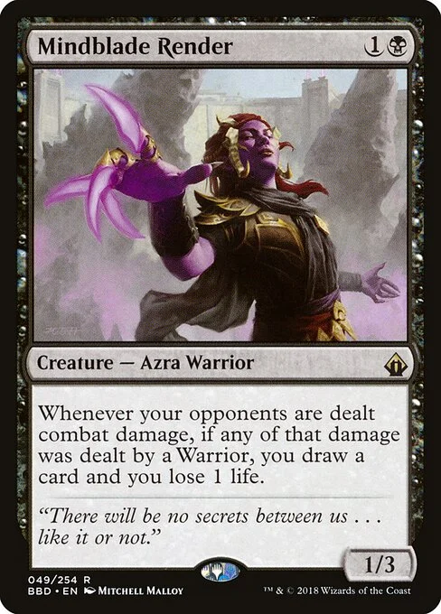 Mindblade Render, carta Magic di tipo Creature — Azra Warrior illustrata da Mitchell Malloy
