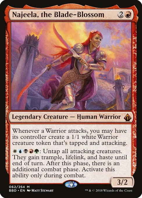 Najeela, the Blade-Blossom, carta Magic di tipo Legendary Creature — Human Warrior illustrata da Matt Stewart