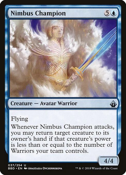 Nimbus Champion, carta Magic di tipo Creature — Avatar Warrior illustrata da Anastasia Ovchinnikova