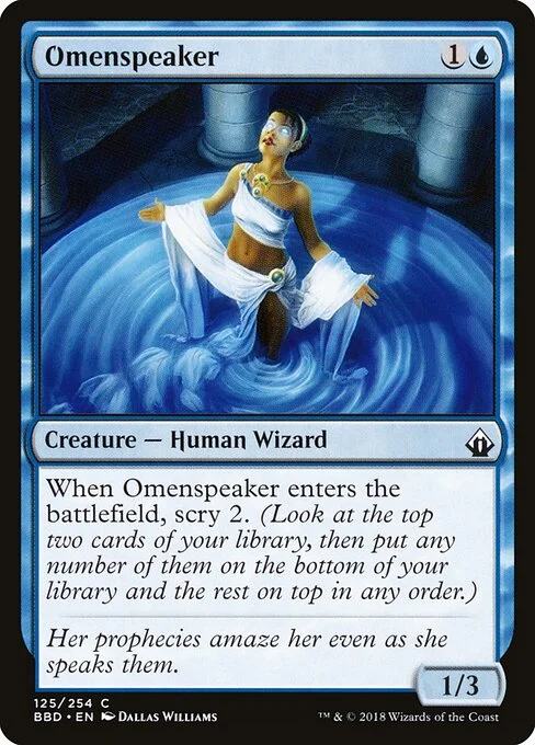 Omenspeaker, carta Magic di tipo Creature — Human Wizard illustrata da Dallas Williams