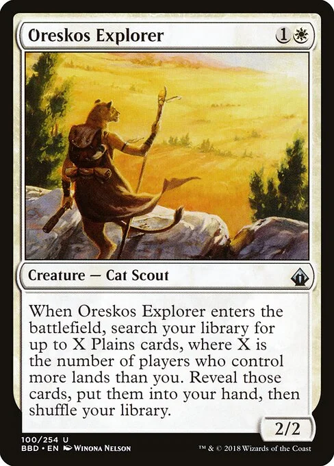 Oreskos Explorer, carta Magic di tipo Creature — Cat Scout illustrata da Winona Nelson
