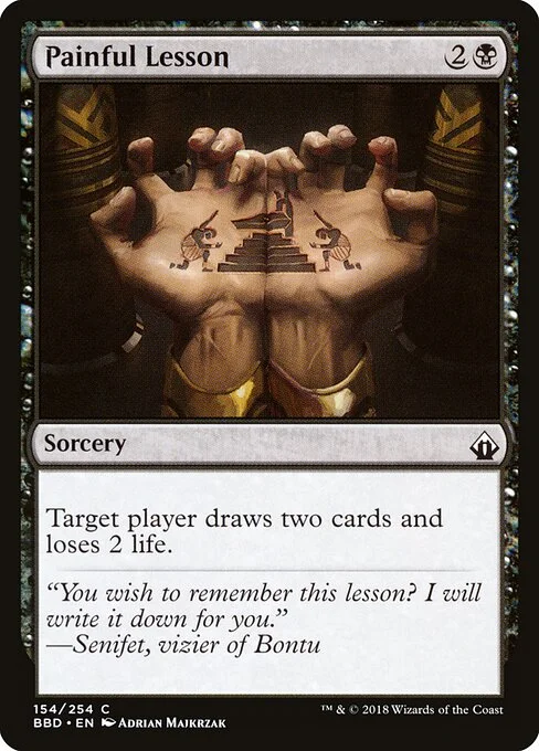 Painful Lesson, carta Magic di tipo Sorcery illustrata da Adrian Majkrzak