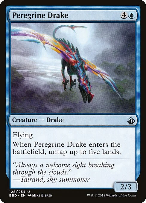 Peregrine Drake, carta Magic di tipo Creature — Drake illustrata da Mike Bierek