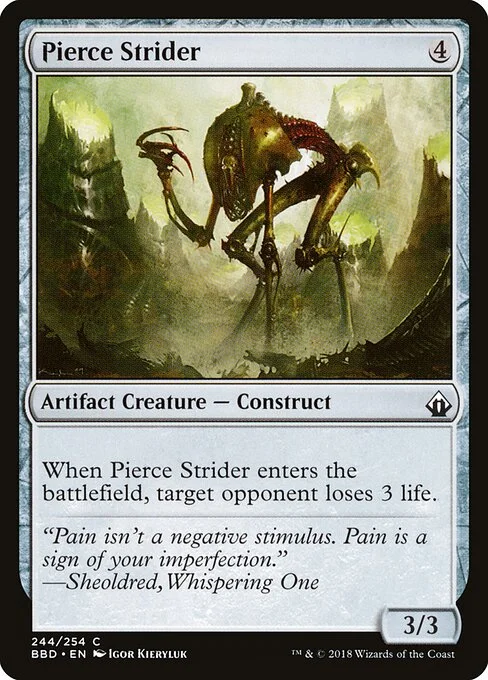 Pierce Strider, carta Magic di tipo Artifact Creature — Phyrexian Construct illustrata da Igor Kieryluk